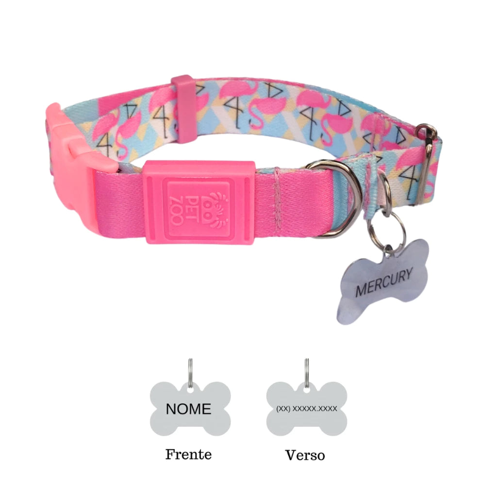 Coleira Personalizada com Pingente de Identificação para Pets