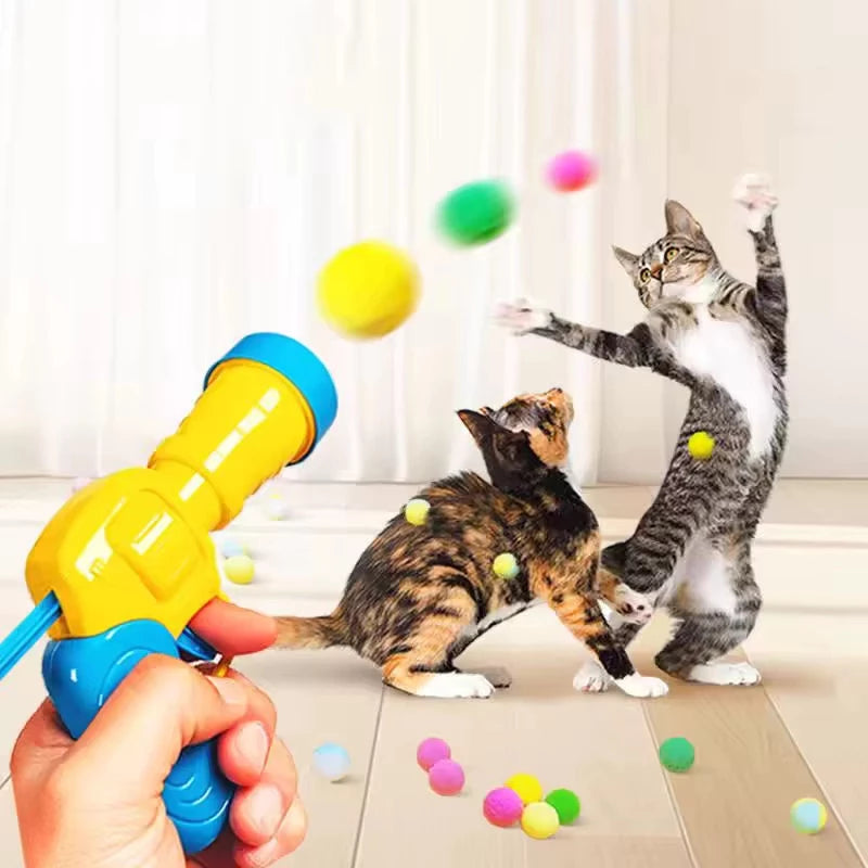 Pistola de bolinhas de pelúcia para gatos